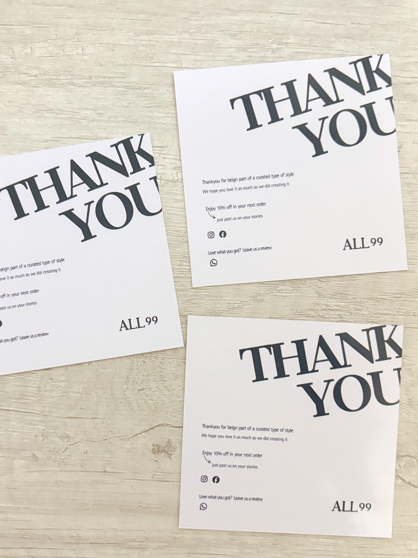 Tarjetas de Agradecimiento, Thankyou Cards, Tarjetas de presentación, Precio por ciento