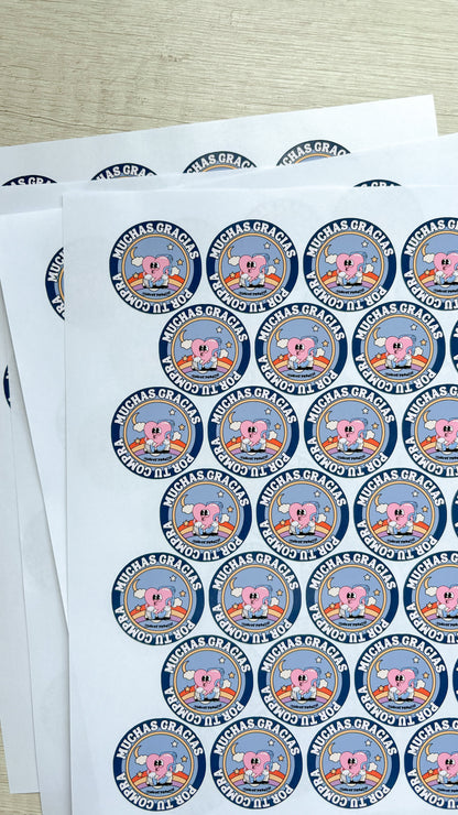 Stickers Troquelados, Redondos, Impresión personalizada, Acabado Brillante